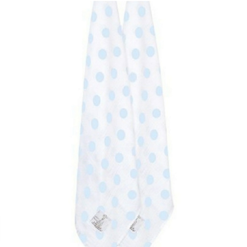 Little Giraffe Blue & White Dot Cotton Muslin Harlow Swaddling Blanket set